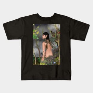 Fairy sitting on a rock in the woods Kids T-Shirt